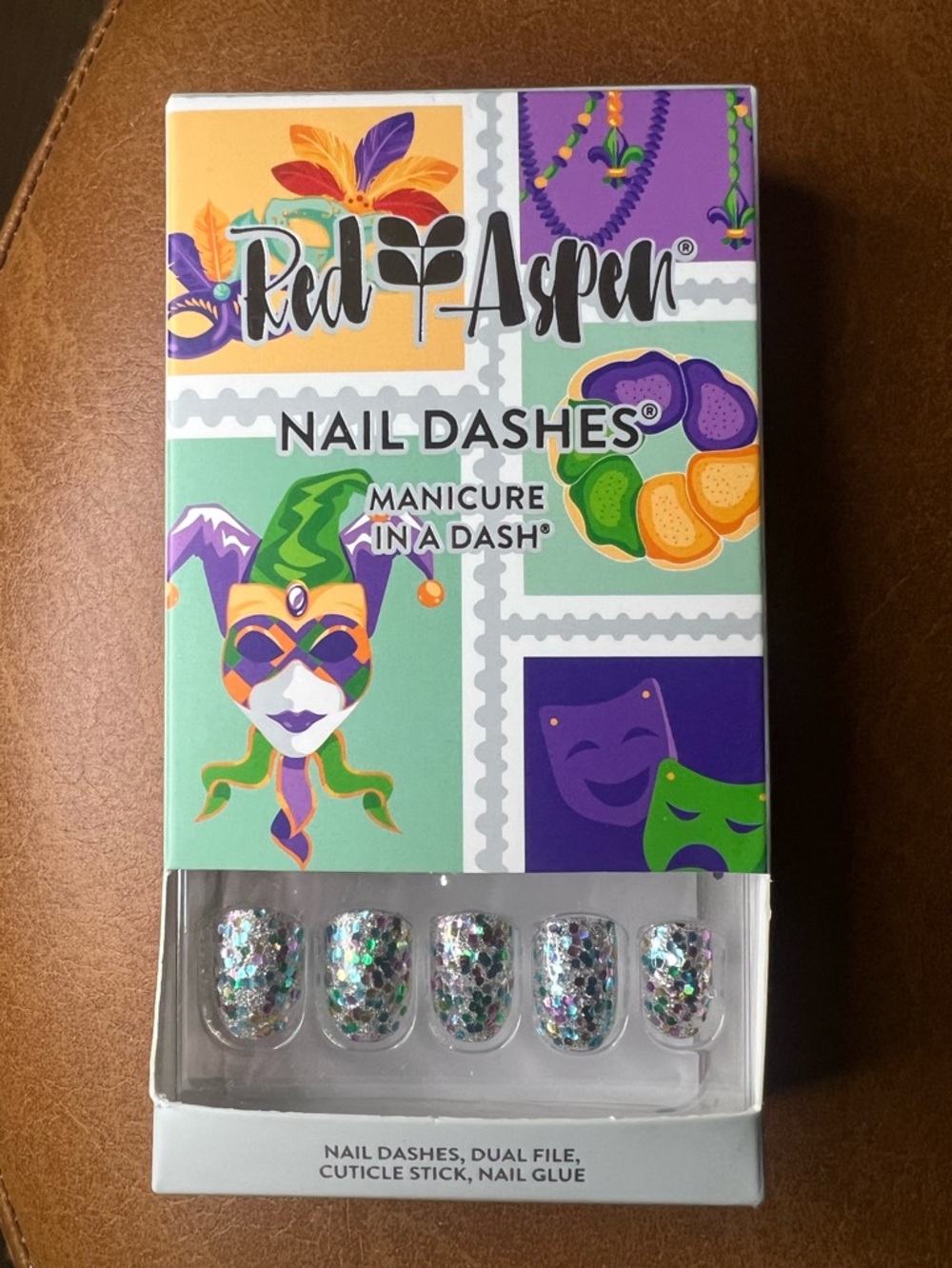 Red Aspen Nail Dashes - Groovin’ at Mardi Gras Press-On Nails. NIB